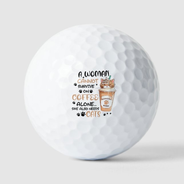 Coffee & Cats – Cute Kawaii Art Golf Balls (Front)