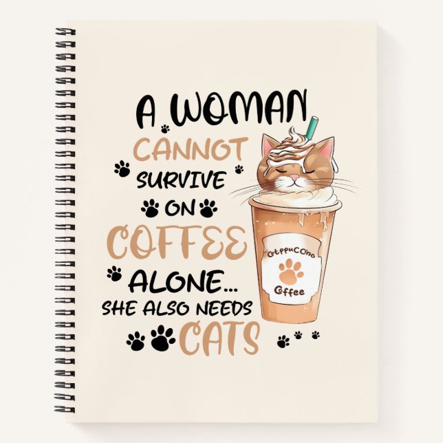 Coffee & Cats – Cute Kawaii Art Notebook (Front)