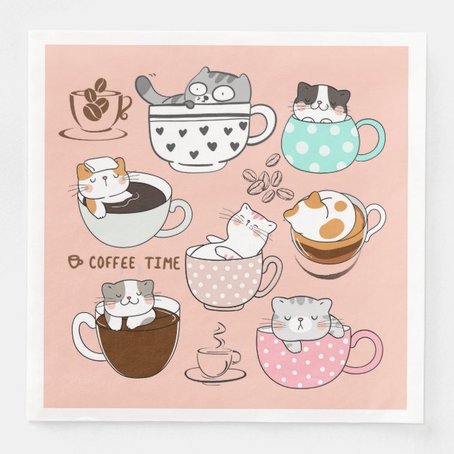  Coffee Cats Funny Napkin (Front)