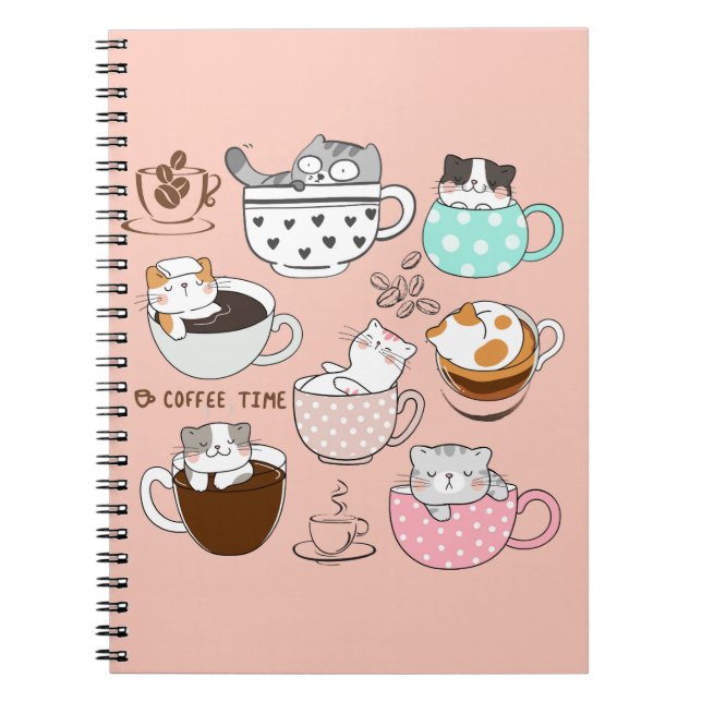   Coffee Cats Funny Notebook (Front)