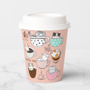 Coffee Cats Funny Paper Cups