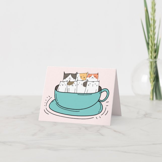 Coffee Cats Getting Together note Card (Front)