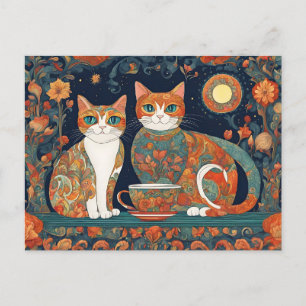 coffee cats postcard