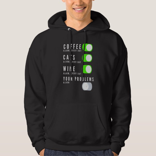 Coffee Cats Wine Your Problems Hoodie (Front)