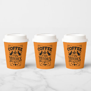 coffee cats witches spells Halloween party Paper Cups