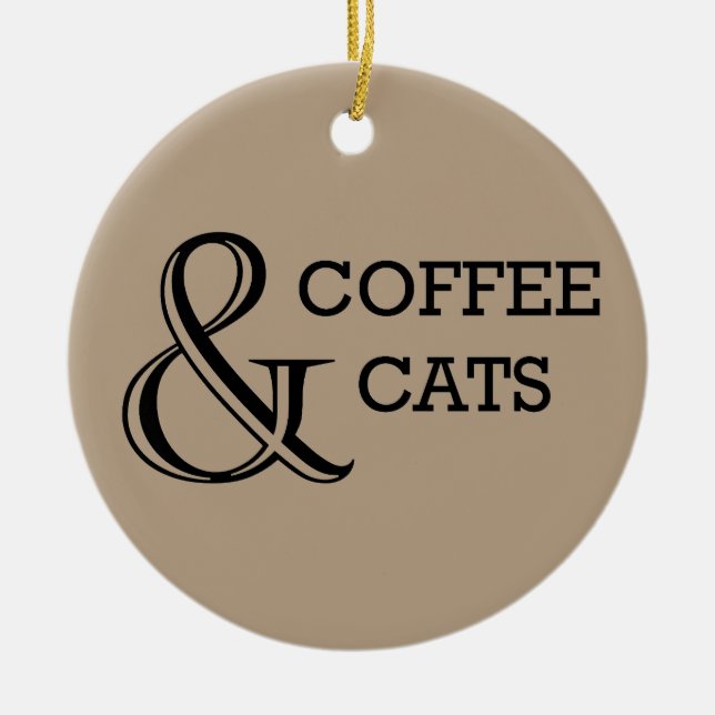 Coffee & Cats with Custom Photo Ceramic Tree Decoration (Front)