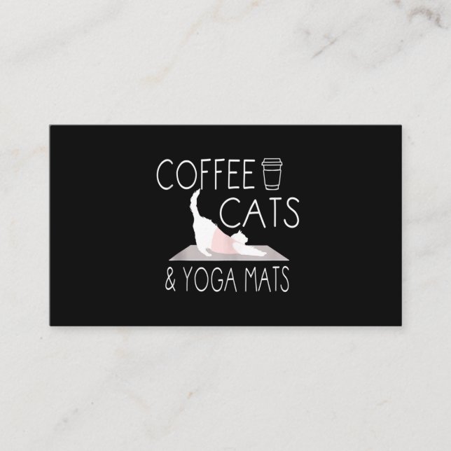 Coffee, Cats & Yoga Mats - Funny Gifts Yoga Cat Business Card (Front)
