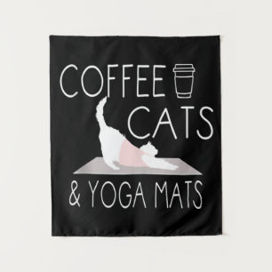 Coffee, Cats & Yoga Mats - Funny Gifts Yoga Cat Tapestry