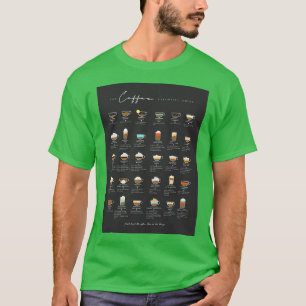 Coffee Chart for Coffee Bar Decor on Black 2 T-Shirt