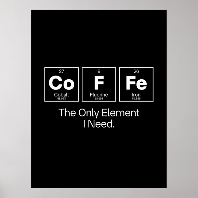 Coffee Chemistry Quote – The Only Element I Need Poster (Front)