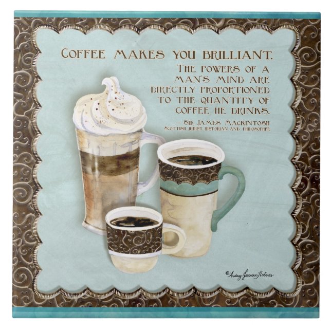 Coffee & Chocolate Java Latte Espresso Kitchen Tile (Front)