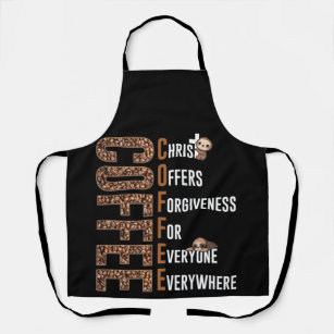 Coffee Christ Offers Forgiveness For Everyone Apron