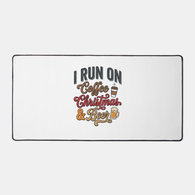 Coffee Christmas Beer Holiday Drinking Design Desk Mat (Front)