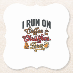 Coffee Christmas Beer Holiday Drinking Design Paper Coaster