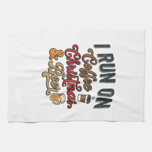Coffee Christmas Beer Holiday Drinking Design Tea Towel