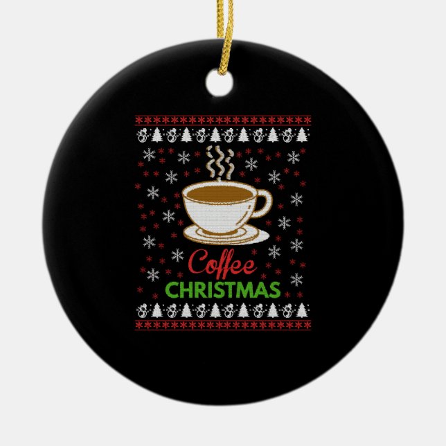Coffee Christmas Ceramic Tree Decoration (Front)