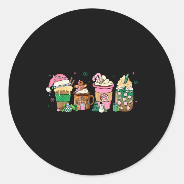Coffee Christmas Gingerbread Nk Women Latte Cozy W Classic Round Sticker (Front)