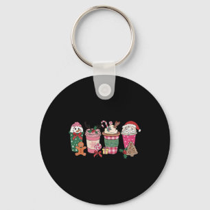 Coffee Christmas Gingerbread Pink Women Latte Cozy Key Ring