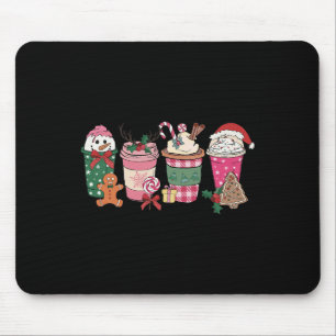 Coffee Christmas Gingerbread Pink Women Latte Cozy Mouse Mat