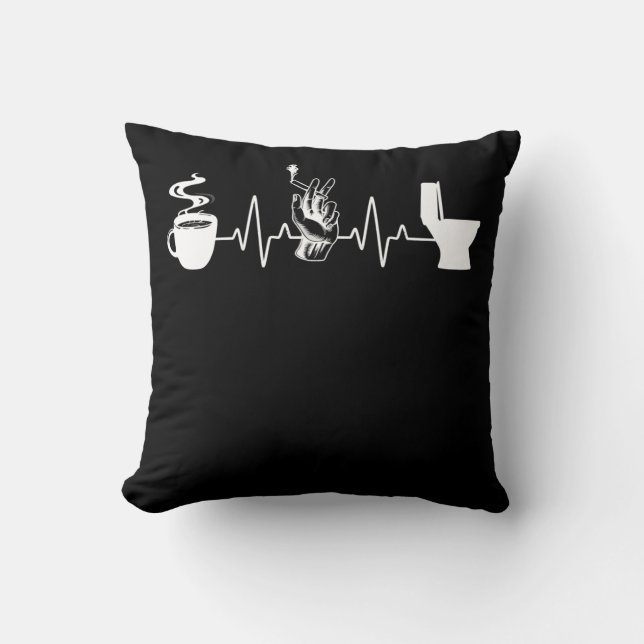 Coffee Cigarette Toilet Humor Smoker Cushion (Front)