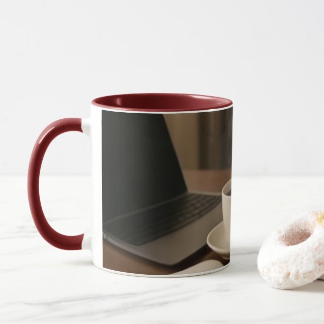 "Coffee & Clicks Mug – Steam, Shopping, and Lap (With Donut)
