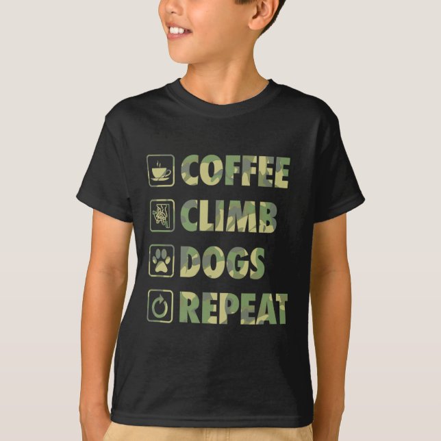 Coffee Climb Dogs Repeat Life Simple Basic Icons  T-Shirt (Front)