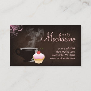 Coffee Club Business Card with muffin pink