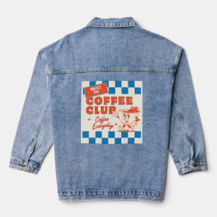 Coffee Club cartoon– Adorable custom Coffee Lover Denim Jacket