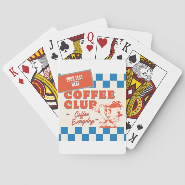 Coffee Club Custom text Retro Diner  Playing Cards (Back)