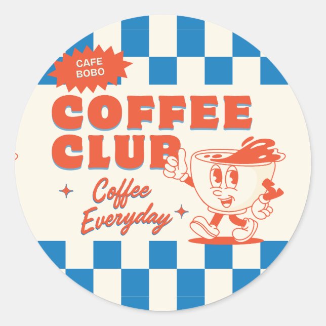 Coffee Club Round Sticker – Adorable Coffee Lover  (Front)