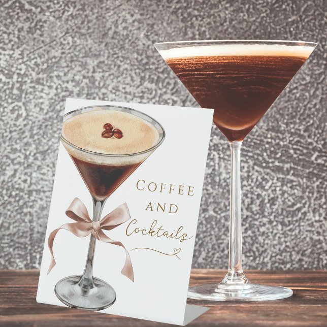 Coffee & Cocktails Espresso Martini Bridal Shower Pedestal Sign (Creator Uploaded)