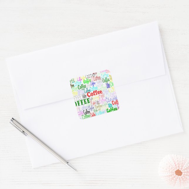 Coffee Coffee Coffee! Square Sticker (Envelope)