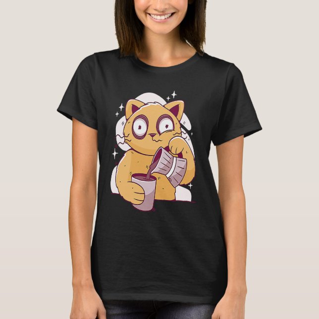 Coffee Coffee  Sleeping Cat  3 T-Shirt (Front)