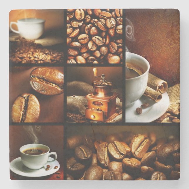 Coffee Collage 2 Stone Coaster (Front)