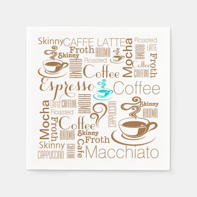 Coffee collage blue brown napkin (Front)