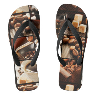 Coffee Collage Flip Flops