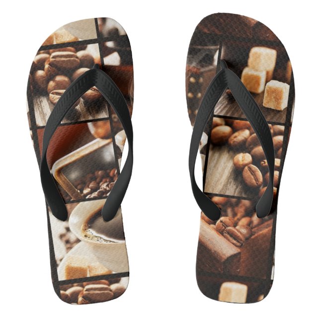 Coffee Collage Flip Flops (Footbed)