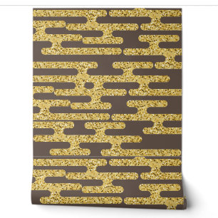Coffee Colour Background and Gold Pattern Wallpaper