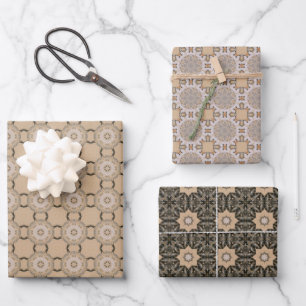 Coffee colour geometric pattern No1 Wrapping Paper Sheet