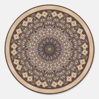 Coffee Colours Abstract Mandala Classic Round Sticker