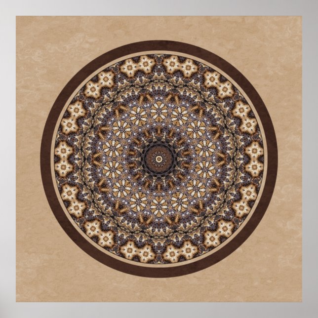 Coffee Colours Abstract Mandala Poster (Front)
