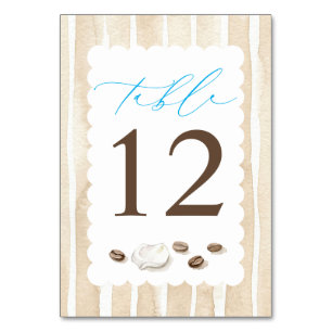 Coffee Colours Cute Blue Beige Baby Shower Table Number