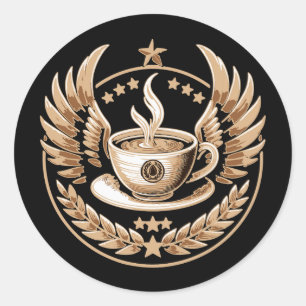 Coffee Commander Classic Round Sticker