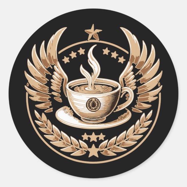 Coffee Commander Classic Round Sticker (Front)