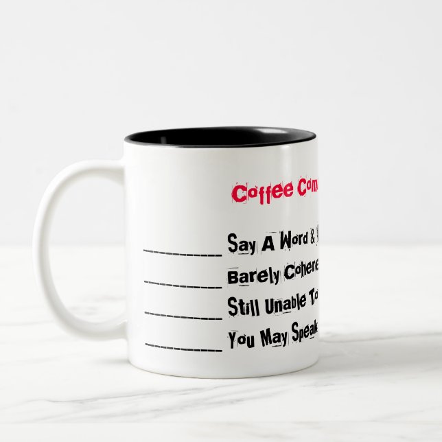 Coffee Communication Levels Two-Tone Coffee Mug (Left)
