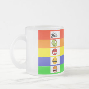 Coffee Consumption Mood Metre - Cartoon Face Frosted Glass Coffee Mug