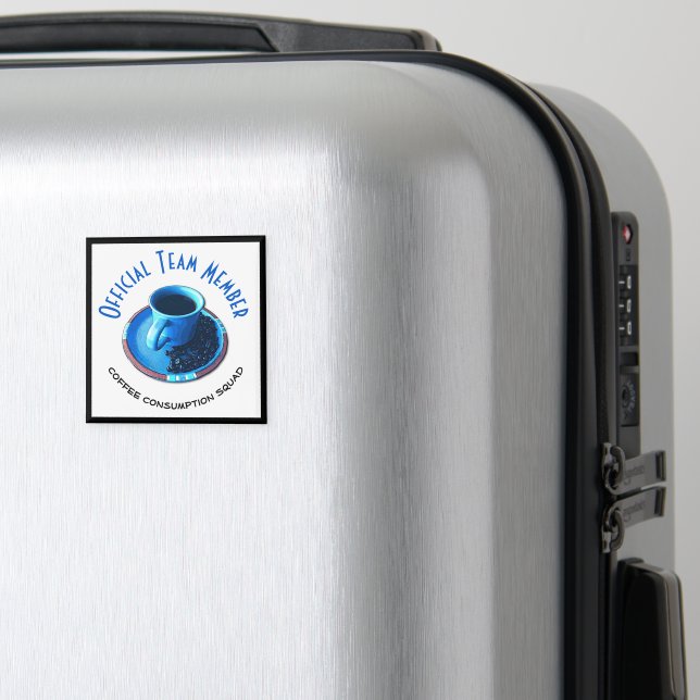Coffee Consumption Squad | Blue Cup and Saucer Magnet (In Situ (Luggage))