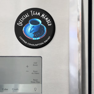 Coffee Consumption Squad Blue Cup Saucer Custom Magnet