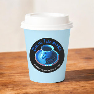 Coffee Consumption Squad Cup and Saucer Custom Classic Round Sticker