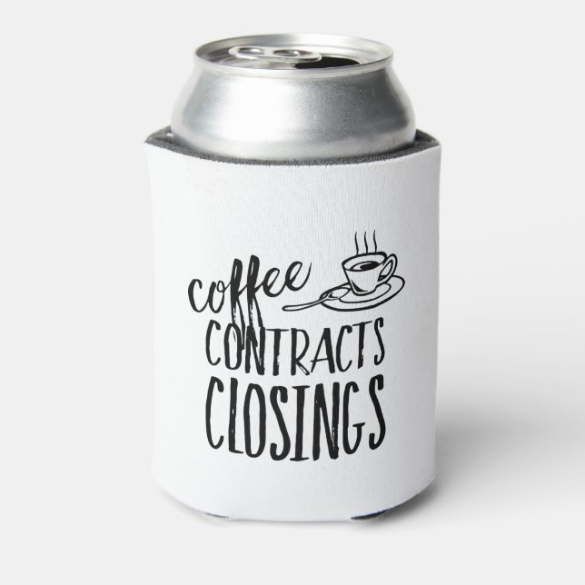 Coffee Contracts Closings Real Estate Agent Can Cooler (Can Back)